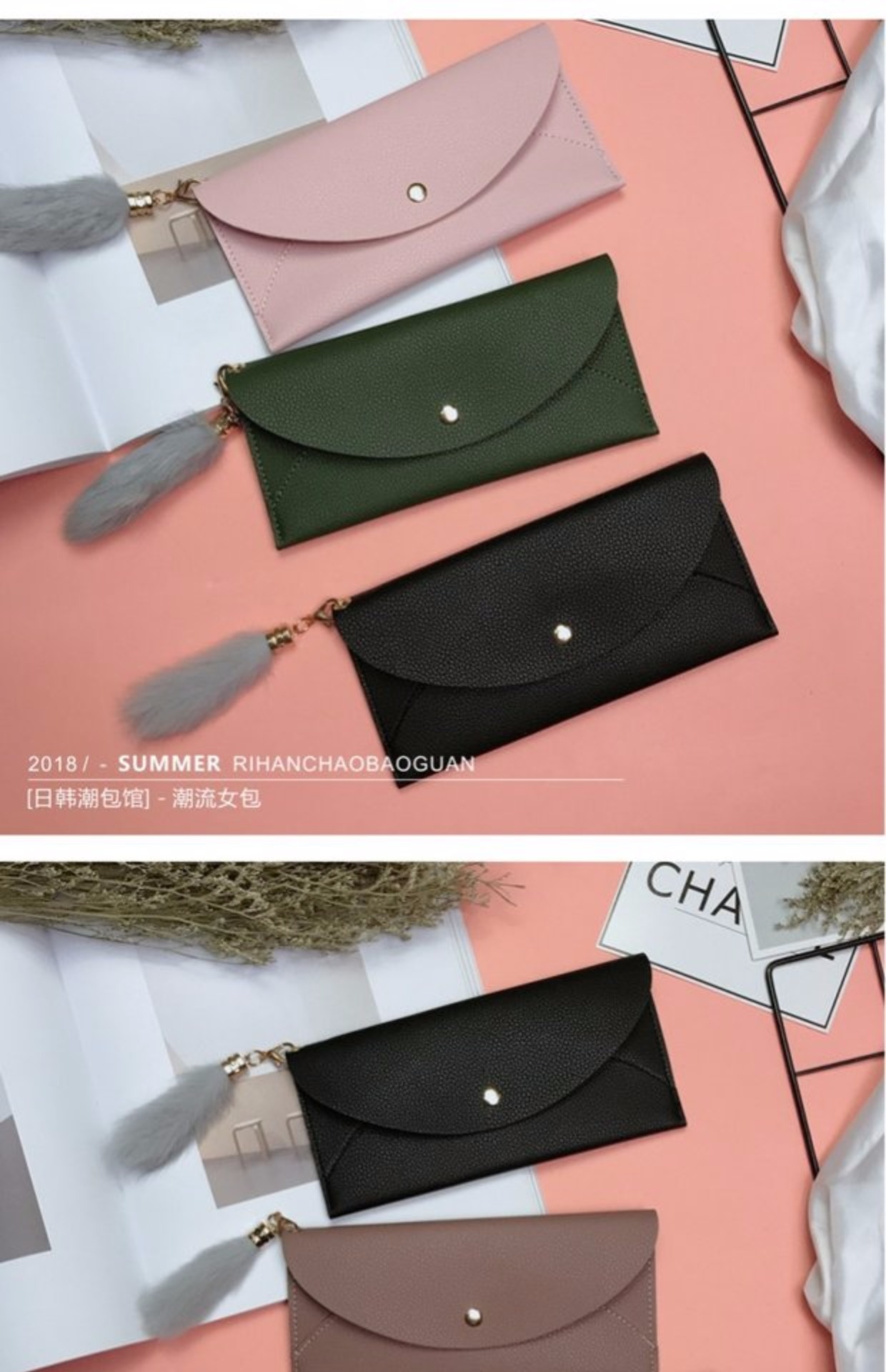 Ví mới 2018 siêu mỏng nữ dài phần Hàn Quốc khóa đơn giản sinh viên ins đa chức năng đồng tiền ví da