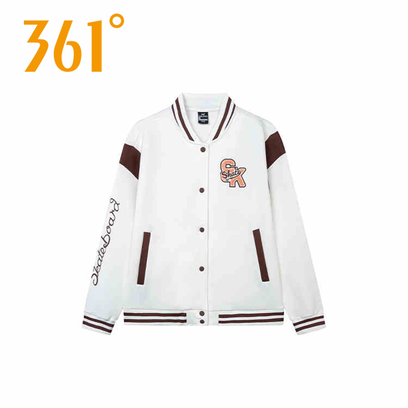 361 Degrees Women's Baseball Jacket with Stand Collar, New Spring Collection, Authentic Flagship Store Flight Jacket, Casual Top for Women