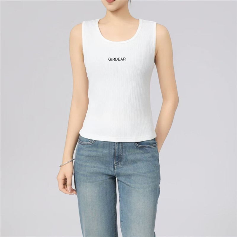 White-Collar Brother's New 2025 Spring/Summer Collection Versatile Slimming Letter Print Sleeveless Tank Top for Women Inner Wear Camisole 130015
