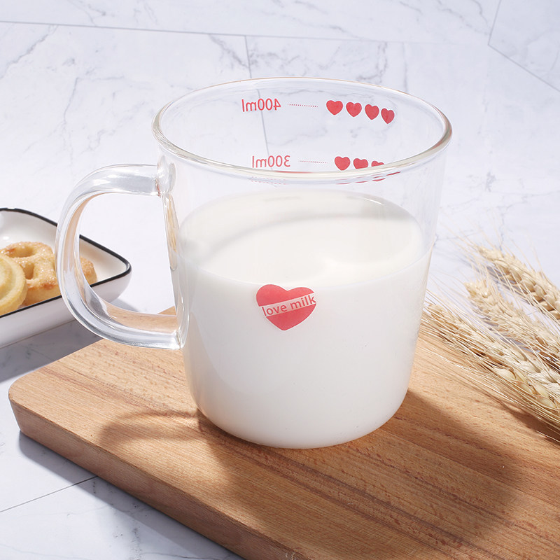 网易云音乐牛奶杯 450ml 透明带刻度玻璃杯 家用量杯 大容量酸奶杯 天猫优惠券折后￥19.9包邮（￥39.9-20）乐符款、爱心款可选