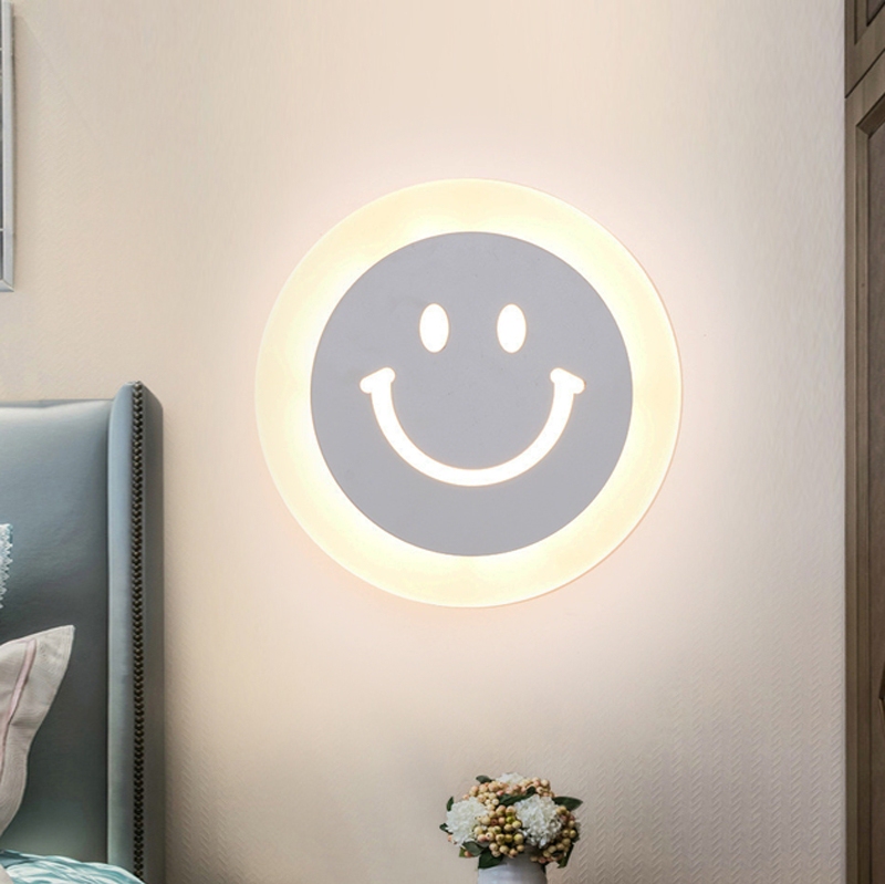 Hotel Bedside Corridor Entrance Wall Lamp Led Round Children's Room Cute and Warm Smiling Face Ultra-Thin Touch Lamp Hotel Bedside Corridor Entrance Wall Lamp Led Round Children's Room Cute and Warm Smiling Face Ultra-Thin Touch Lamp