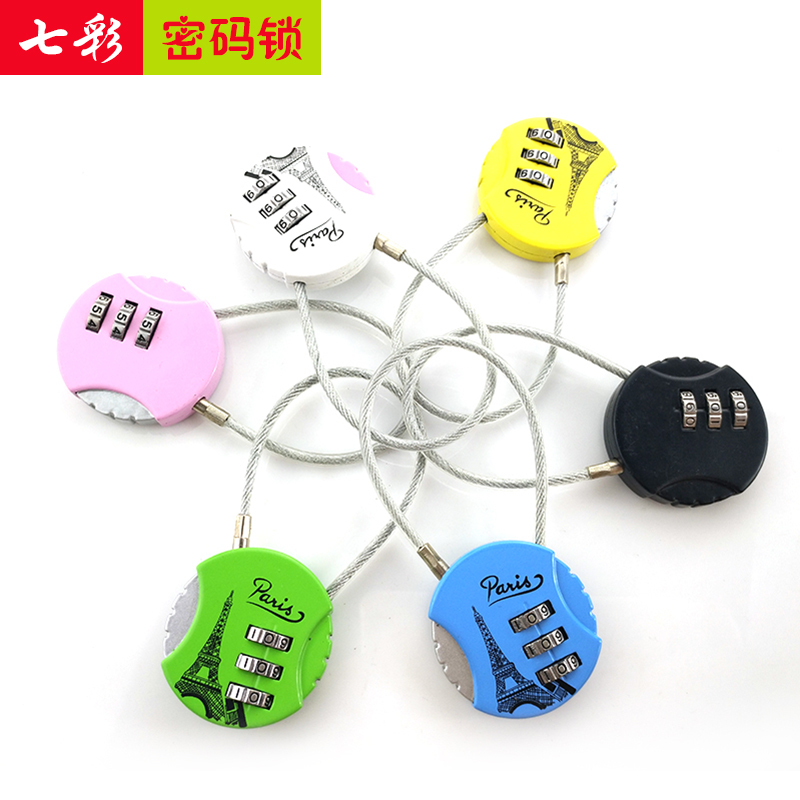 Outdoor metal waterproof wire rope safety helmet combination lock padlock luggage student schoolbag cartoon mini key lock