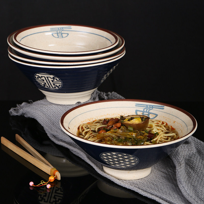 Melamine Chinese noodles plastic bucket hat noodles bowl soup noodle soup powder breakfast shop wonton Japanese ramen bowl shallow mouth large bowl