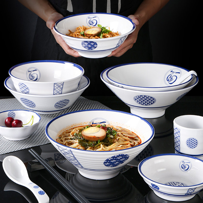 Dense Amine Chinese Style Wind White Noodle Bowl Soup Bowl Mix Rice Bowls Large Bowl of Bubble Noodles Hall Special Day Style Lanoodle Bucket Hat Bowl Commercial Bowl