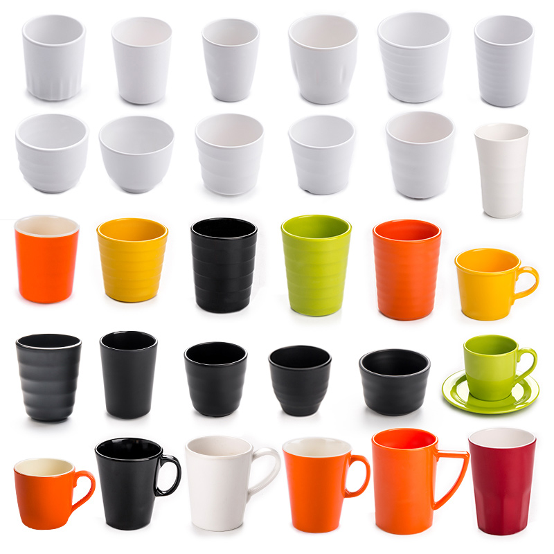 Melamine buffet anti-fall water cup hotel plastic cup anti-fall cup tea cup fast food Japanese black mouth cup commercial