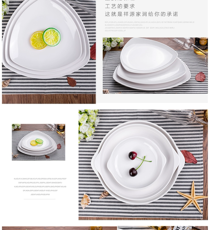 Melamine đĩa trắng đĩa nhựa món ăn nhẹ đĩa sâu đĩa súp đĩa cơm tấm bát đĩa khách sạn món ăn giả sứ bán buôn bộ đồ ăn