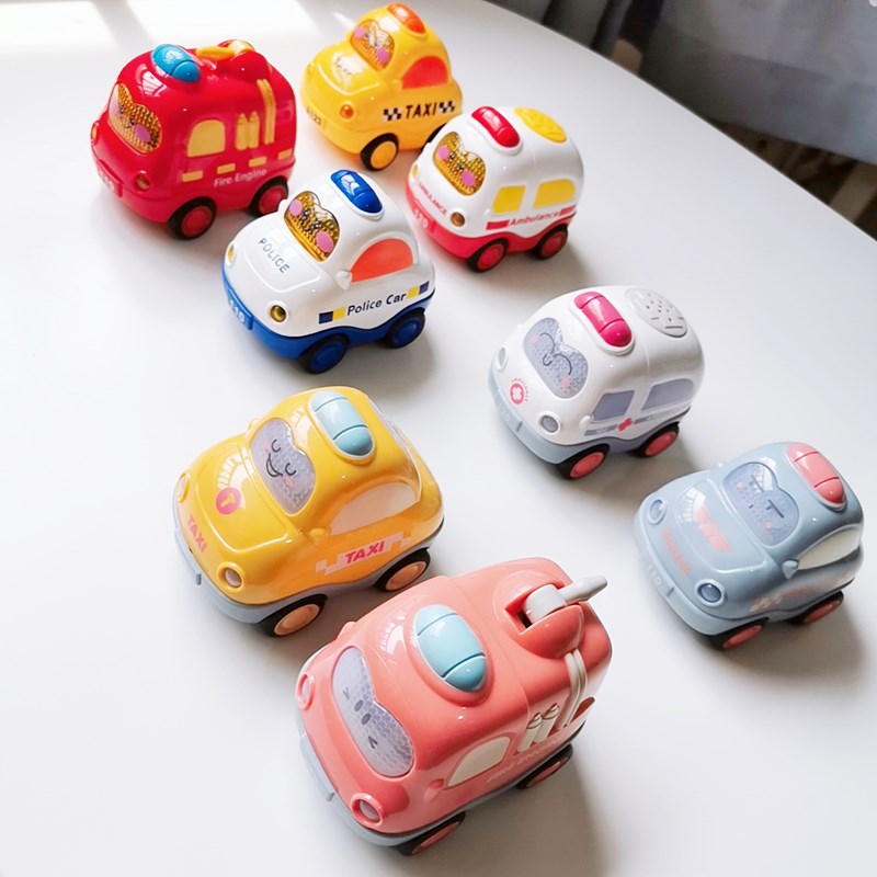 Cute and smooth without angular and anti-sound light and light toy Four effect light small car leading up to puzzle baby toy