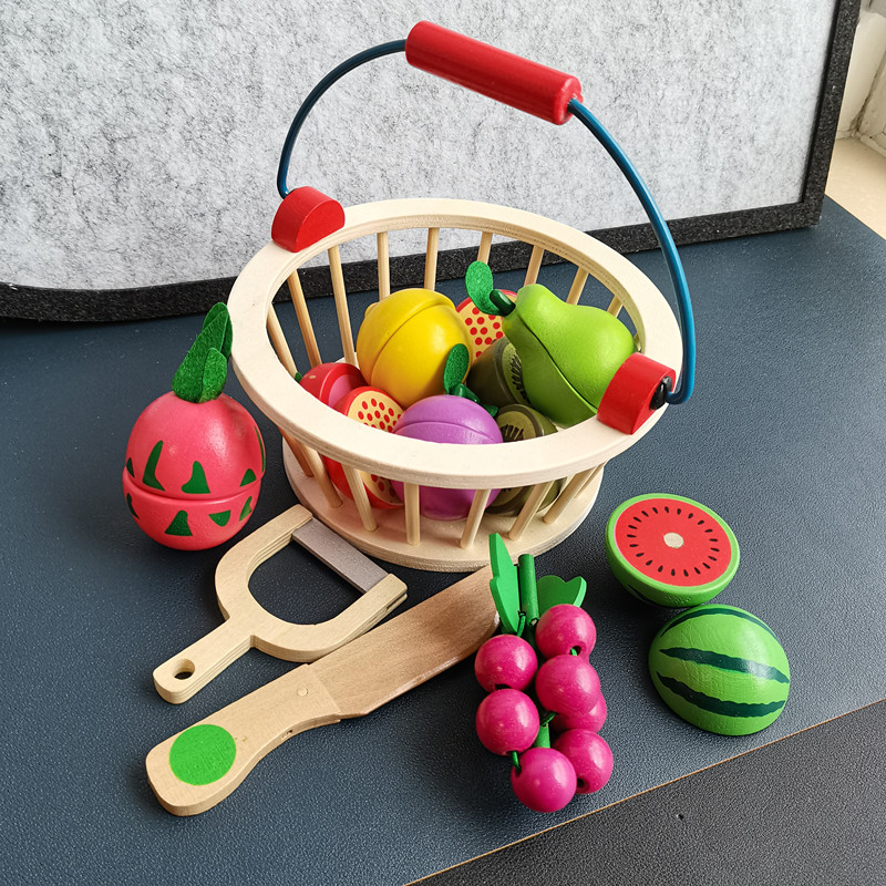 Wooden chiche See fruit vegetables 1-3 years old children over home Toys role-playing Chiceroy Early teaching Toys-Taobao