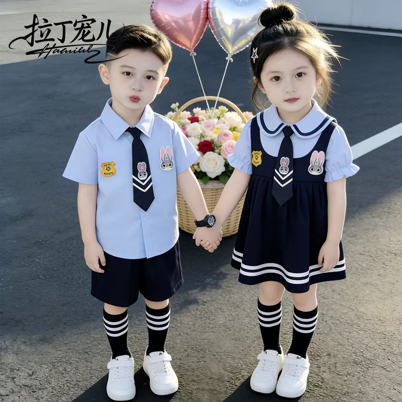 Boys' Summer Outfit Girls' Dress Judy Hopps Police Officer 2026 Kindergarten Graduation Season Short-Sleeve Shirt Trendy