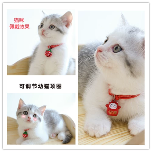 Колокольчик, чокер, мультяшный милый аксессуар, клубника, ожерелье, кот, на удачу, домашний питомец, простой и элегантный дизайн