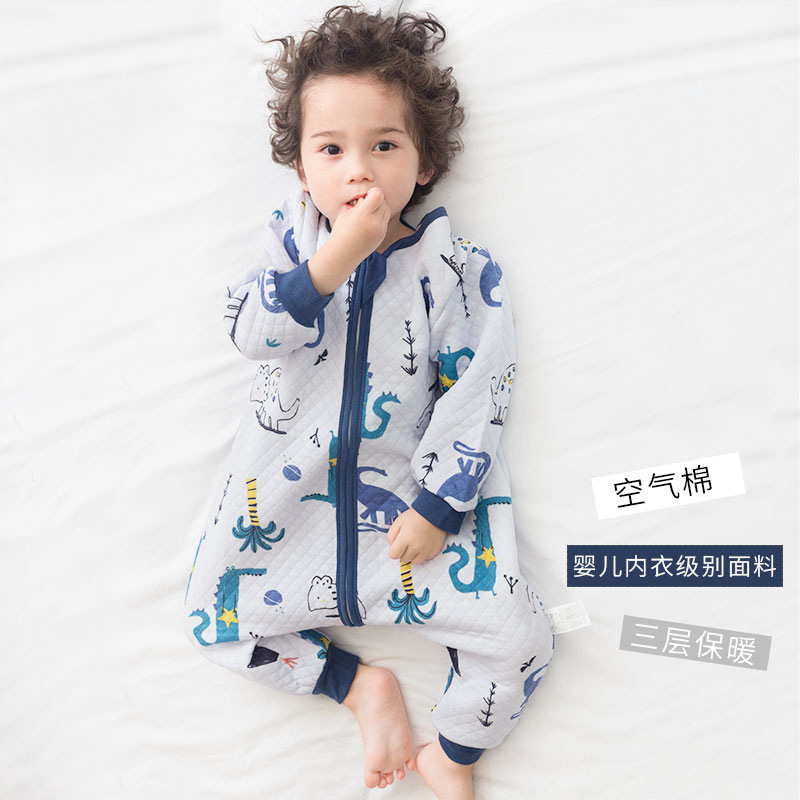 Baby sleeping bag spring and autumn and winter four seasons universal baby cotton thick children's legs anti-kick quilt in the big child artifact