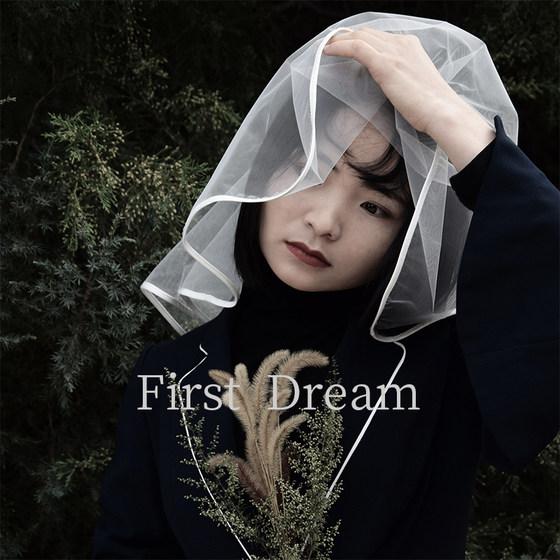 FirstDream 레트로 신부 증명서 사진 소품 소형 머리 장식 새틴 대형 활 짧은 제안 베일