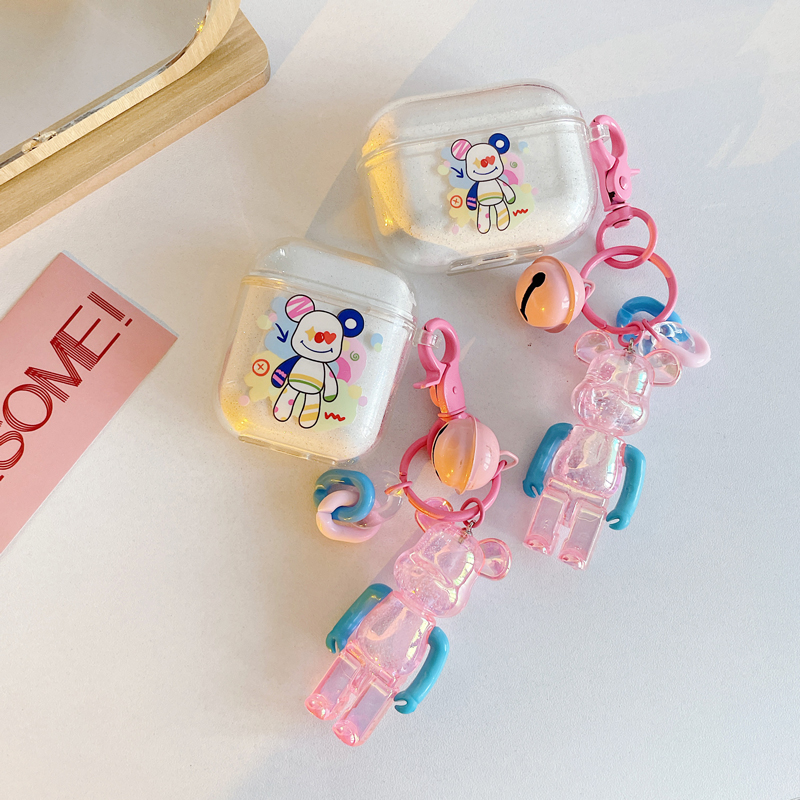 Original ins violent bear pendant Airpods2 protective sleeve suitable for Pro3 generation Apple earphone shell transparent silicone