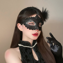 Masquerade mask mask masquerade dress props annual party party female half-face lace feather headdress