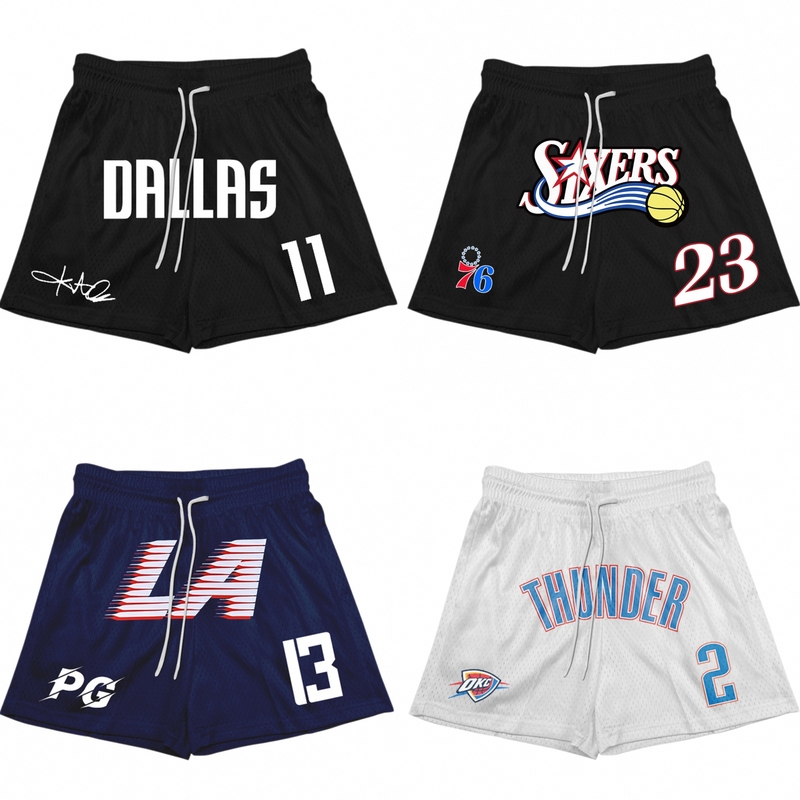 Owen Curry George American-Style Digital Print Sports Shorts New Loose Breathable Training Running Shorts for Men