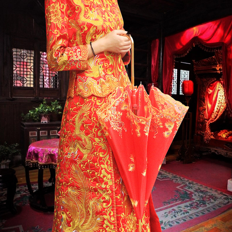 Red Umbrella Out Wedding Wedding for men and women Chinese upscale Wedding Umbrella Long Handle Wedding Umbrella New Lady Umbrella Red Umbrella Red Umbrella