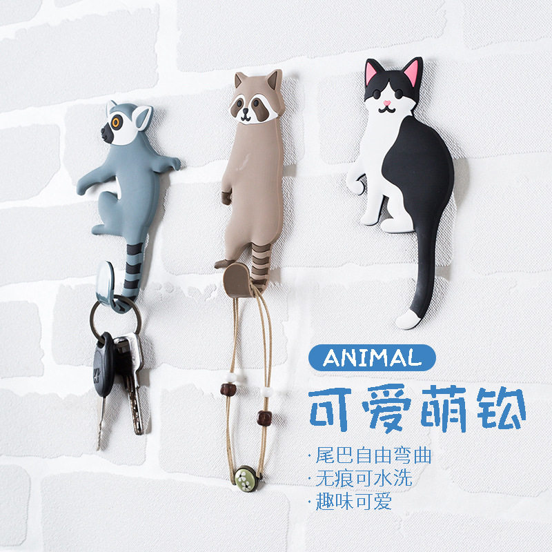 Animal Cartoon Hook Easy To Stick Without Marks Creative Door Rear Hook Multifunction New no-mark adhesive Adhesive Fridge Stick dual-use