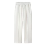 Весенние штаны, мужские белые повседневные брюки, тренд сезона, свободный прямой крой, изысканный стиль