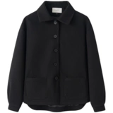 Черное шерстяное пальто, трендовая короткая куртка