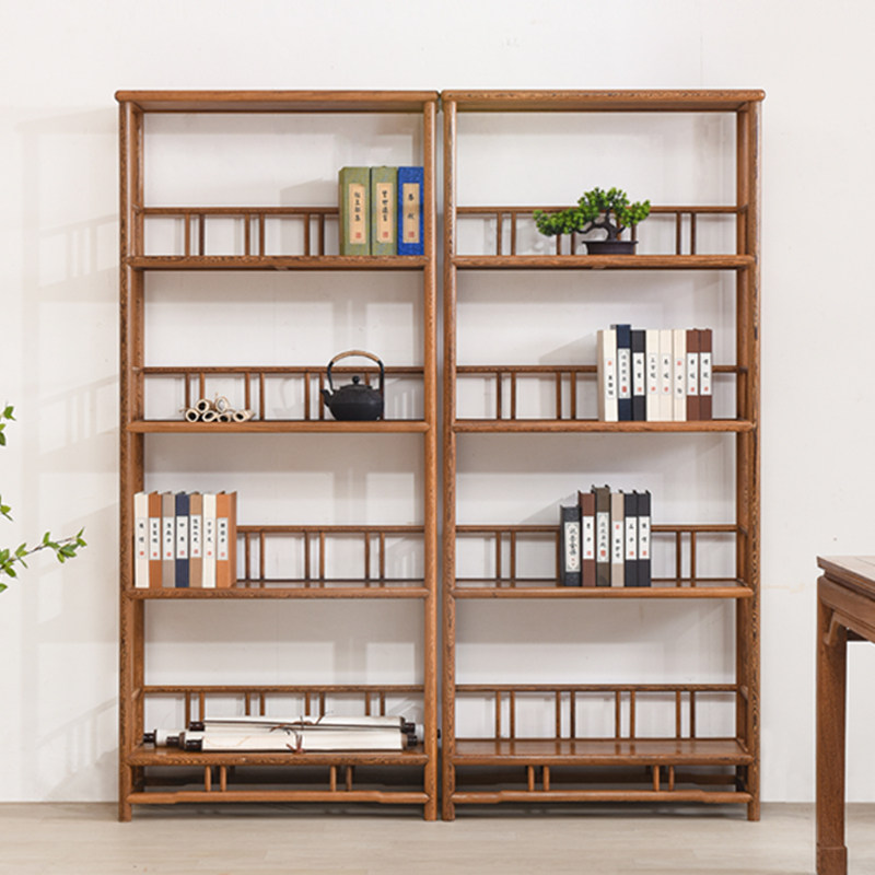 Chicken Wing Wooden Bookshelf New Chinese Landlog All solid wood display frame Redwood partition wooden simple bookcase