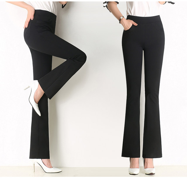 2023 Spring and Autumn High Waist Stretch Large Size Pants Straight Leg Flared Pants Plus Size Slim Pants Comfortable and Versatile