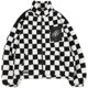 Suamoment scratch checkerboard imitation sherpa jacket ເຄື່ອງນຸ່ງຫົ່ມລະດູຫນາວຂອງຜູ້ຊາຍບວກກັບ velvet ຄູ່ເສື້ອ shearling ບາດເຈັບແລະ