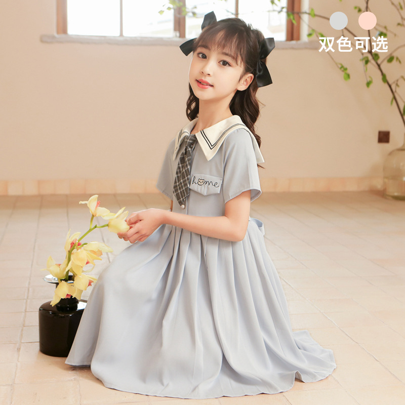 2021 summer new girls' chiffon soft dress college style sweet princess skirt temperament fashion pleated skirt