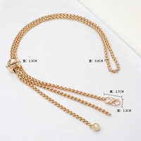 Маленькая цепочка-фонарь с золотым шариком-S пряжка-прямое золото (120см) Подходит для сумок с отверстиями