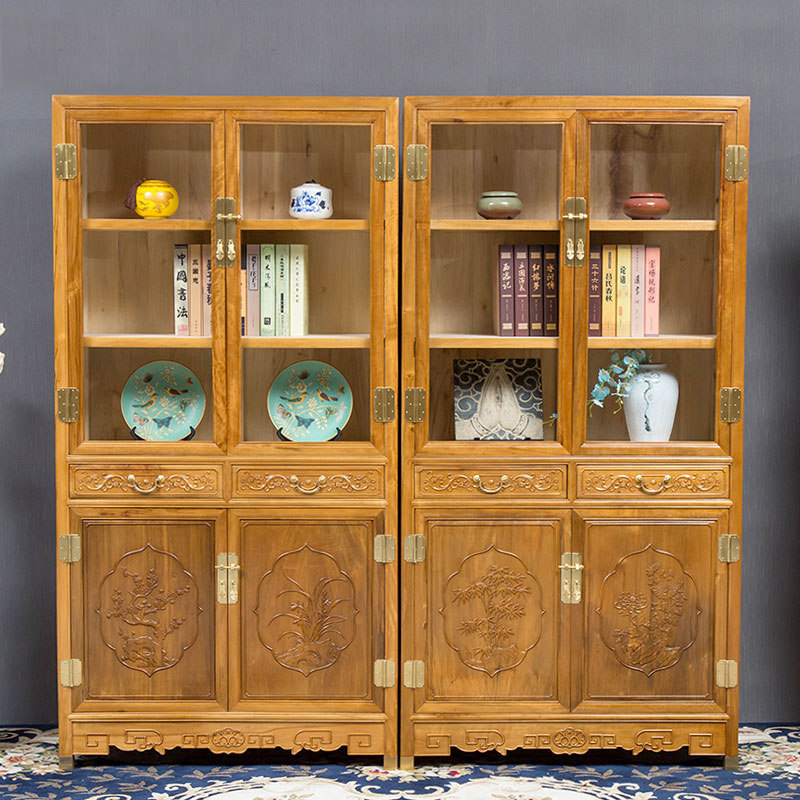 Chinese classical gold silk nanwood furniture Zhennan old material water corrugated Ming style bookcase gold silk Nan bookshelf bookcase-Taobao