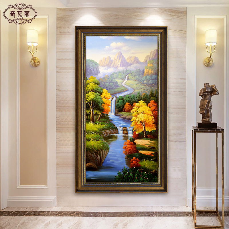 Poly Treasure Basin Landscape Painting Xuanguan Decoration Painting Vertical Version Aisle Feng Shui Leaning On Mountain American Hung Painting A Caio-Style Mural Painting
