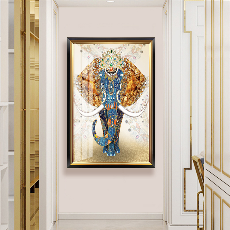 Entry masonry decoration painting elephant vertical corridor wall of European living room sofa background wall