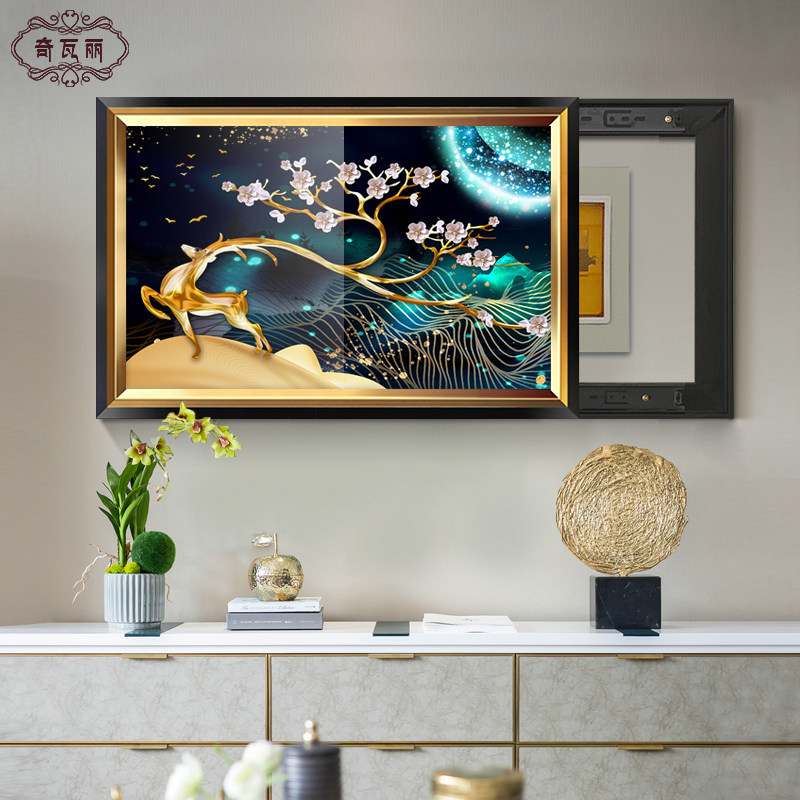 Electric meter box push-pull decorative painting can avoid punching to block distribution box European-style mural electric meter box American-style light luxury hanging painting