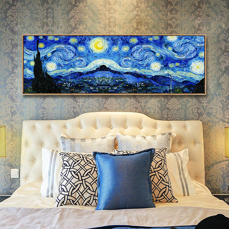 Van Gogh Starsky Oil Painting Monet main sleeper Bedside Decoration Painting Bedroom Hanging Painting Living-room Sofa Background Wall Mural Cozy
