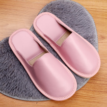 Japanese high-end office slippers Female silent silent slippers Indoor floor Home with spring and autumn household leather slippers