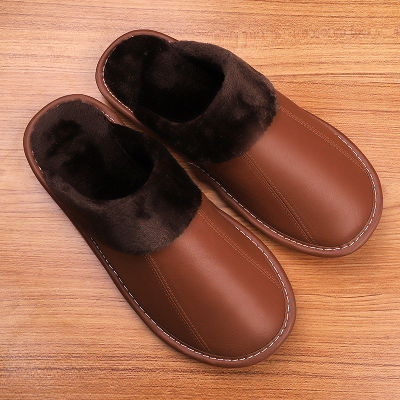 Winter sheepskin slippers Men's winter indoor home non-slip household soft bottom women's thick bottom home warm cotton slippers