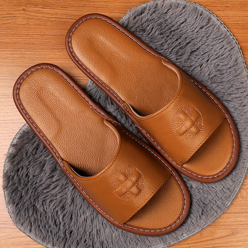 Day Style Genuine Leather Home Male Child Slippers Summer Waterproof Non-slip Soft Bottom Silent Stink Stink Home Cool Slippers Shoes Women Indoor