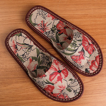 National Painting Ink wind Summer linen slippers Home Men and women lovers Home Cool Slippers Indoor floor Non-slip