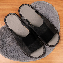 Real Leather Bouarts Indoor Home All Season Leather Bottom Sandals Women Home Soft Bottom Non-slip Summer Indoor Couples