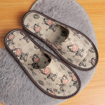 Summer Cloth Art Home Home Cool Slippers Indoor Couple Spring Autumn Non-slip Male And Female Silent Cartoon Soft Bottom Four Seasons