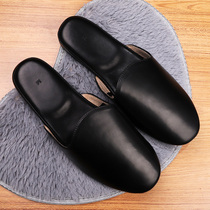 2020 Spring couple home slippers Male Japanese leather floor indoor female Baotou bedroom home hotel slippers