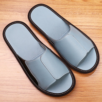 Summer leather slippers Indoor men and women for the elderly non-slip deodorant soft bottom couple home home leather slippers