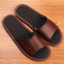 Summer candy color mens slippers for home indoor non-slip mute massage leather soft sole leather slippers women