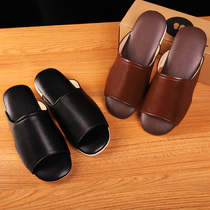 Japan Sheep Leather Home Cool Slippers Mens head Indoor muted wood floor Soft bottom non-slip bottom Henning genuine leather