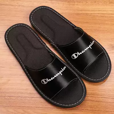 Summer non-slip leather slippers indoor home floor sandals for men and women home sheepskin noodles household summer leather slippers