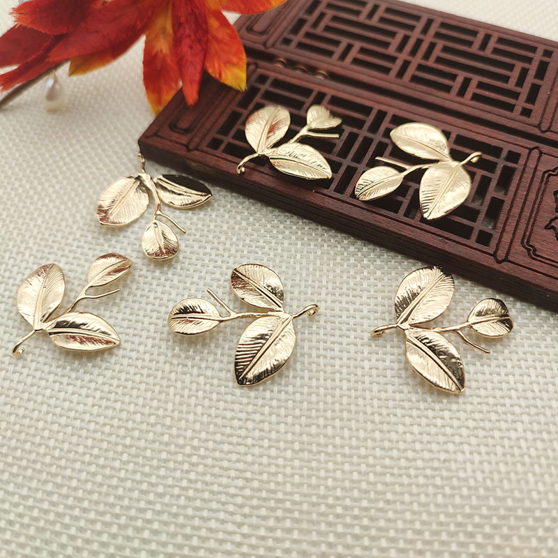 25*30mm cast copper electrophoresis color-preserving small leaves rose leaf hairpin diy accessories antique handmade hair accessories materials