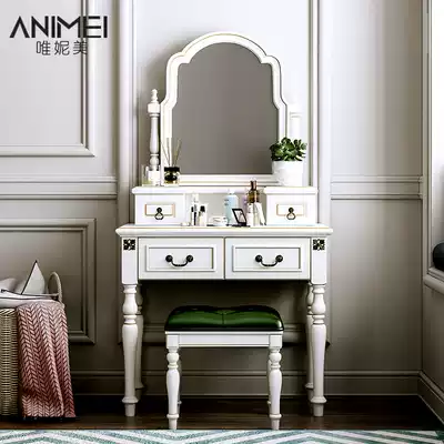 American makeup table Net red bedroom modern simple solid wood dressing table female European Mini small apartment makeup table