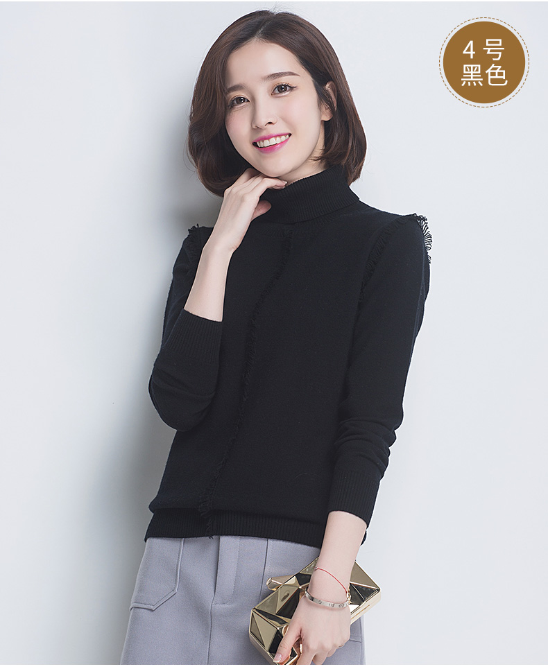 恒源祥 秋冬新款女士纯色纯羊毛衫针织衫高领