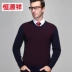 Áo len nam len thô nam Hengyuanxiang áo len dày cổ chữ V kẻ sọc đầy đủ áo len - Hàng dệt kim thời trang nam Hàng dệt kim