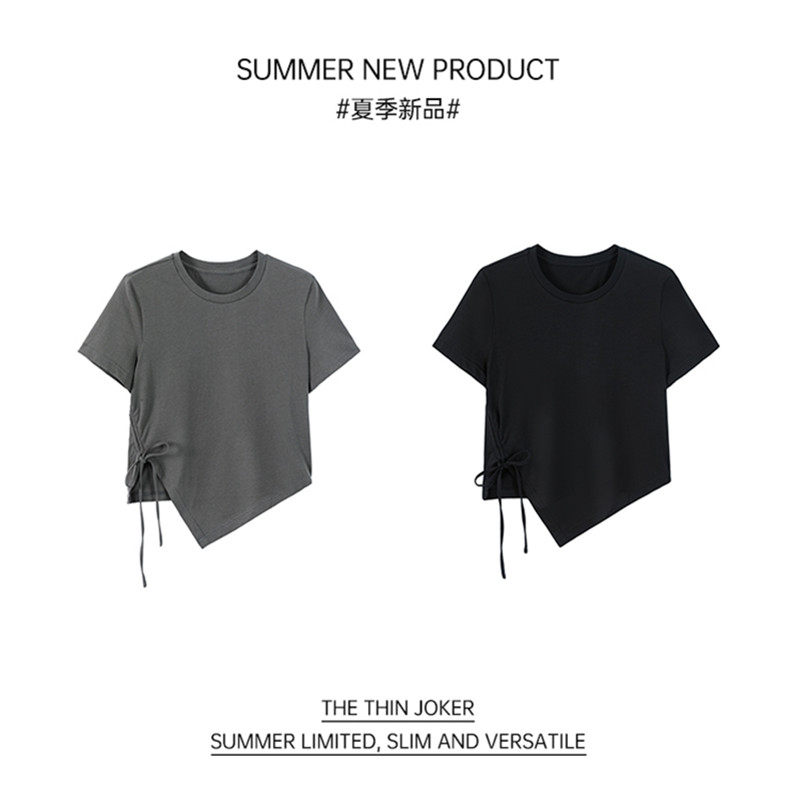 I'm your cc ah ah the same short sleeve t-shirt niche chic top fat mm summer wear large size irregular fried street