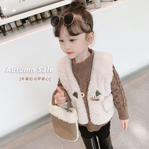 Girl Maomao vest 2021 New autumn and winter wearing foreign style children fur one vest baby coat